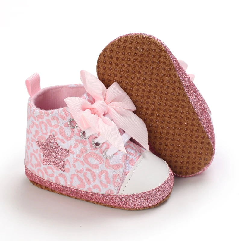 Fashionable Baby Girl Shoes Cute Classic Pink Theme Casual Flat Shoes Soft Sole Comfortable Lightweight Walking Shoes