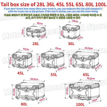 For 28L 36L 45L 55L 65L 80L 100L Aluminum Alloy Trunk Case Liner Luggage Box Inner Container Tail Case PU Leather Lining Bag