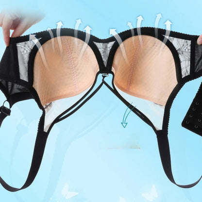 Exquisite Plus-size Bras Light Thin Underwire Minimize Eyelash Lace Sexy U-shaped Beautiful Back Push Up Comfortable Women's Bra