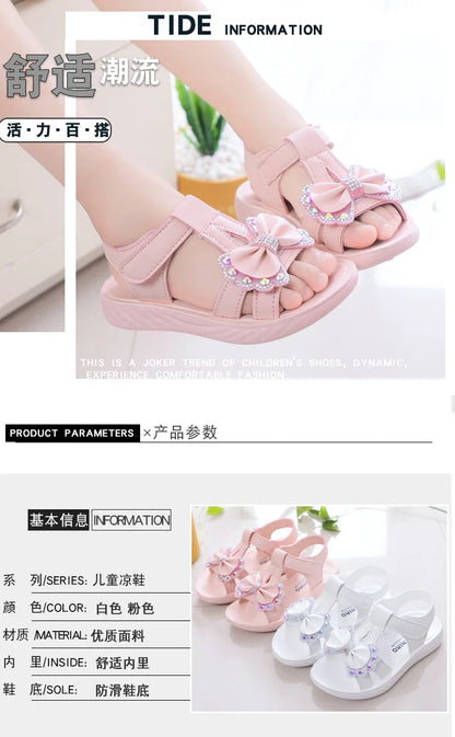 Solid Bow Children's Summer Shoes Cute 2025 Beach Non Slip Sandals For Baby Girls Footwear Soft Infant Kids Fashion Sandals