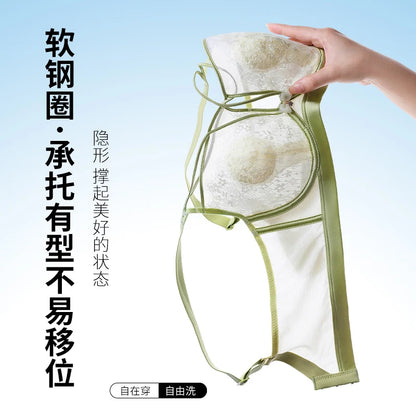 Appears Small Anti-sagging Thin Rabbit Ear BCD Cup Bra Minimizes Side Breasts Steel Ring Sports Bra Gathers Summer Breathability