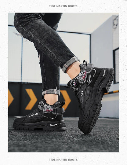 Men's Casual Outdoor Boots Fall Breathable Trendy Versatile Leisure Knob Board Shoes Anti-slip Riding Fashion Sneakers