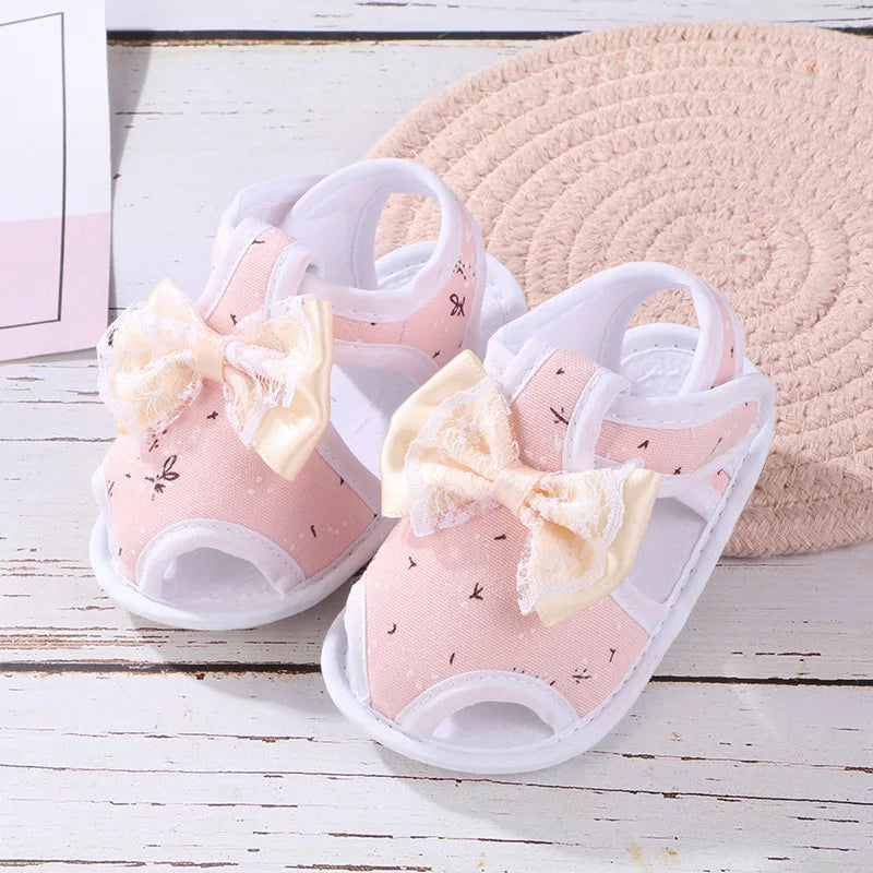 Newborn Infant Baby Girl Princess Bowknot Sandal Sneakers Toddler Soft Crib Walkers Casual Shoes