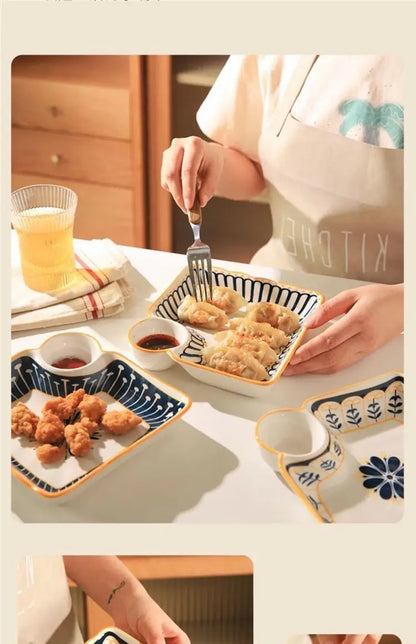 Cerc Plate Dining Di Heat Resistant Dumpling Plate with Vinegar Di Multi Functional Fruit Plate Trendy Network Bestseller