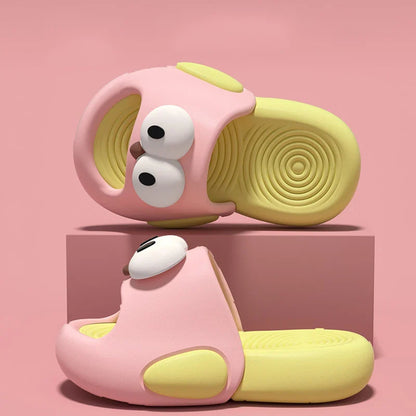 New Child Slippers Lovely Big Eyes Pattern Girls' Shoes EVA Thick Sole Ssandals For Kids Comfortable Girl Slippers