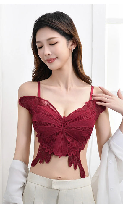 Sexy Butterfly Lace Bras For Women Backless All-in-one Bralette Woman Underwear Female Lingerie Flower Hollow-out Bra Brassiere