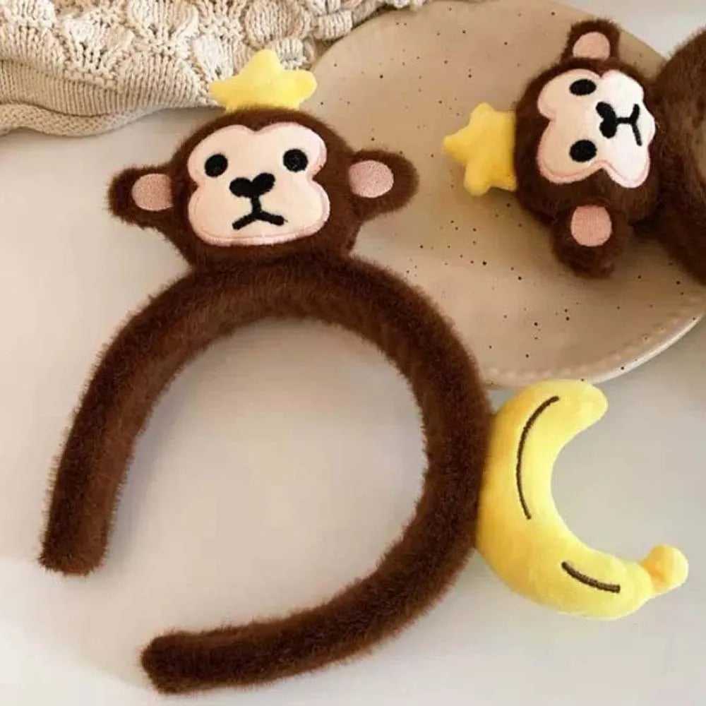 Sweet Hair Accessories Dachshund Hair Hoop Plaid Bow New Year Headwear Red Headband Moon Creative Cartoon Monkey Hairband Girls