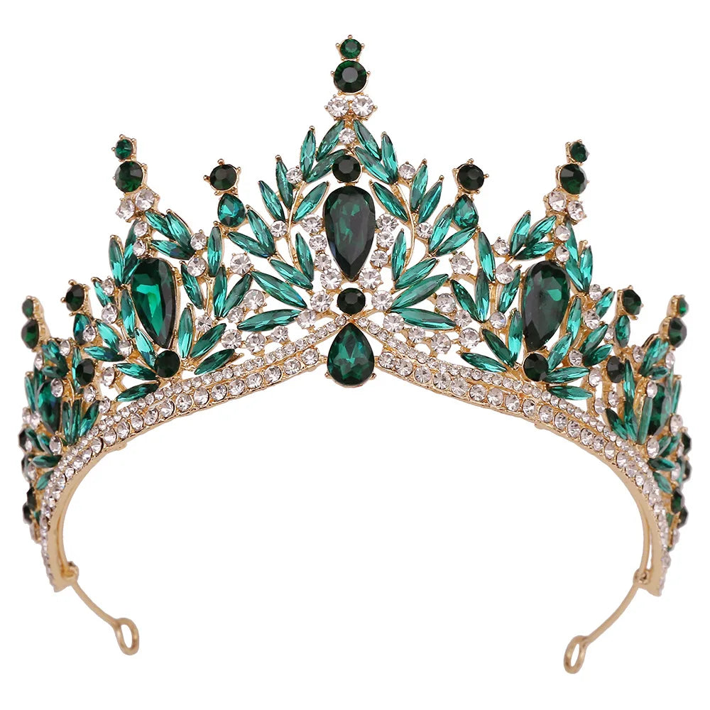 Luxury Big Water Drop Crystal Opal Tiara For Women Girls Wedding Bridal Birthday Party Crown Hair Dress Accessory