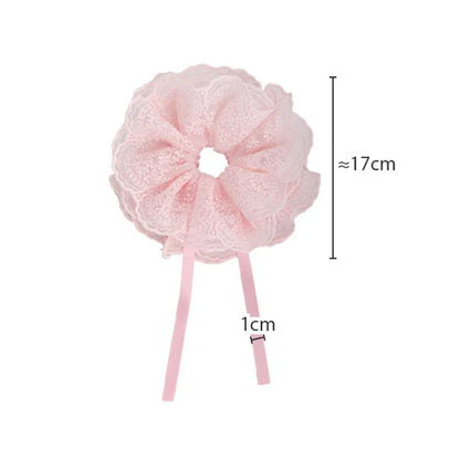 Lace Scrunchies for Women Elastic Hair Bands Ponytail Holders Tie Solid Color Hair Hoop Scrunchy Rubber Bands Women Hair Ring