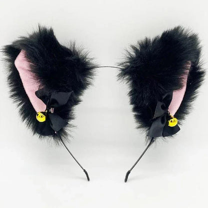 Girls Lace Bow Necklace Plush Bell Hairband Cosplay Masquerade-Party Costume
