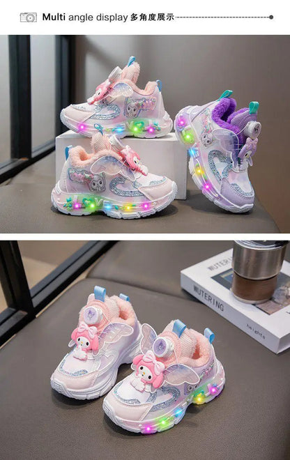 Sanrios Girls Sneakers My Melody Winter New Style Cotton Boots Cartoon Fashion Sports Casual Shoes Kawaii Cute Kids Cotton Shoes