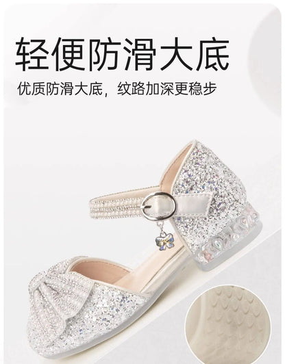 Brand Princess Shoe 2025 Summer New Sandals for Girls Kid Crystal Shoe Women Heels Gift Party Dresses for Girl Women's Sandals