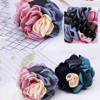 Fashion For Women Hair Accessories Korean Style Headwear Chiffon Jaw Clip Flower Hair Barrette Flower Hair Claw Rose Crab Clip