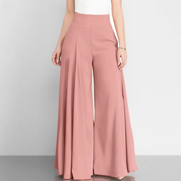 Fashion Women High Waist Wide Leg Pants Spring Autumn Female Elegant Flare Trousers Casual Solid Holiday Loose Long Pant New (Available)