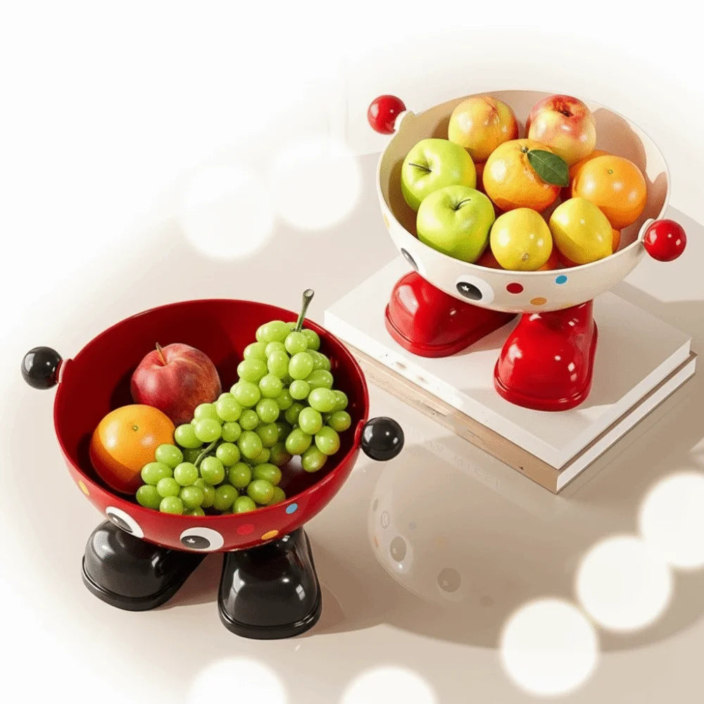 Large Capacity Snack Fruit Plate High Foot Design Thickened Kitchen Dish Rack Cartoon Plastic Tea Table Plate Party Serving