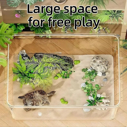 Transparent Aquarium Creative Desktop Fish Tank for Office Home Decor Rectangular(Bare Tank, No Scenery or Stones Included)
