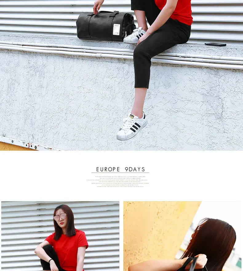 Gym Bag Leather Sports Bags Dry Wet Bags For Men Women  Training for Shoes Fitness Yoga Travel Luggage Shoulder Sport Bag