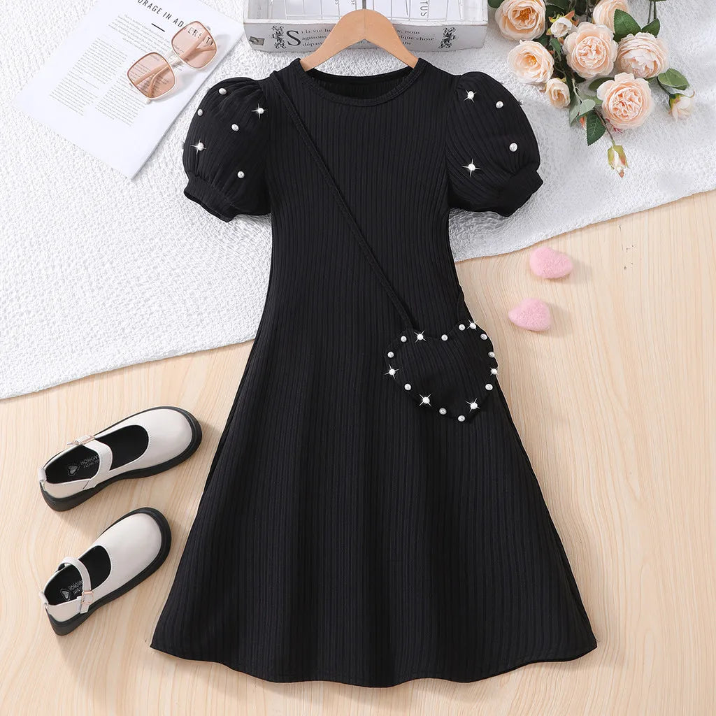 Teen Girl Dress Summer Purple Retro Short Sleeve Children Dresses Fashion Girl Costume Party Big KIds Outfit 7 8 9 10 11 12Yrs