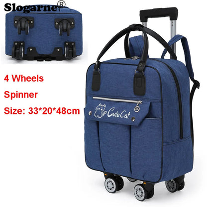 Portable Travel Luggage Bags 4 Wheels Big Capacity Unisex Trolly Travel Duffels Men New Rolling Suitcase Women Wheel Travel Bags