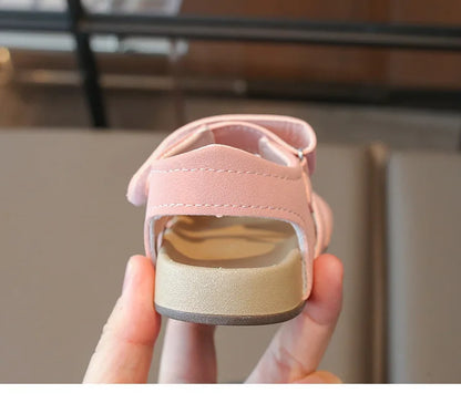 Boys Girls Sandals PU Suede Soft Beach Shoes For Children Casual Hook Loop Anti Slip Kids Sandals