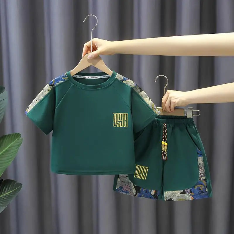 Summer Baby Boy Clothes Set Children Girls Fashion Bear Printed T-shirts and Shorts 2pcs Suit Kid Casual Top Bottom Outfiots