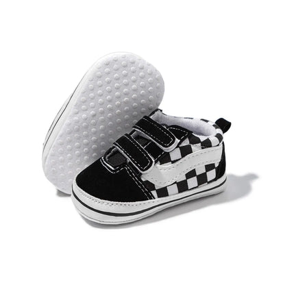 Baby Boy Girl Shoes Canvas Sneakers Non-slip Rubber Sole Plaid Streaks First Walkers Infant Baby Unisex Casual Shoes