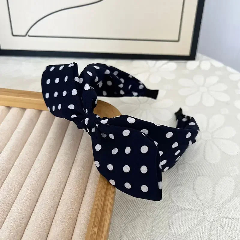 Fashion Hair Accessories Trend Women's Wide Headband Bow Knot Cross Sweet Style Polka Dot Hairband Cute Hoop Headwear