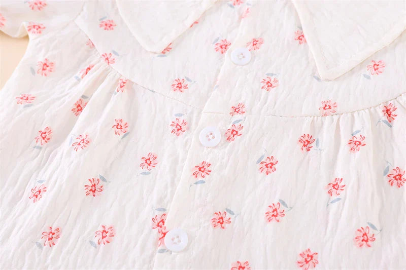Summer Fashion Baby Clothes Suit Children Short Sleeved Flower Shirt Shorts 2Pcs/Sets Kids Girls Clothing Infant Casual Costume