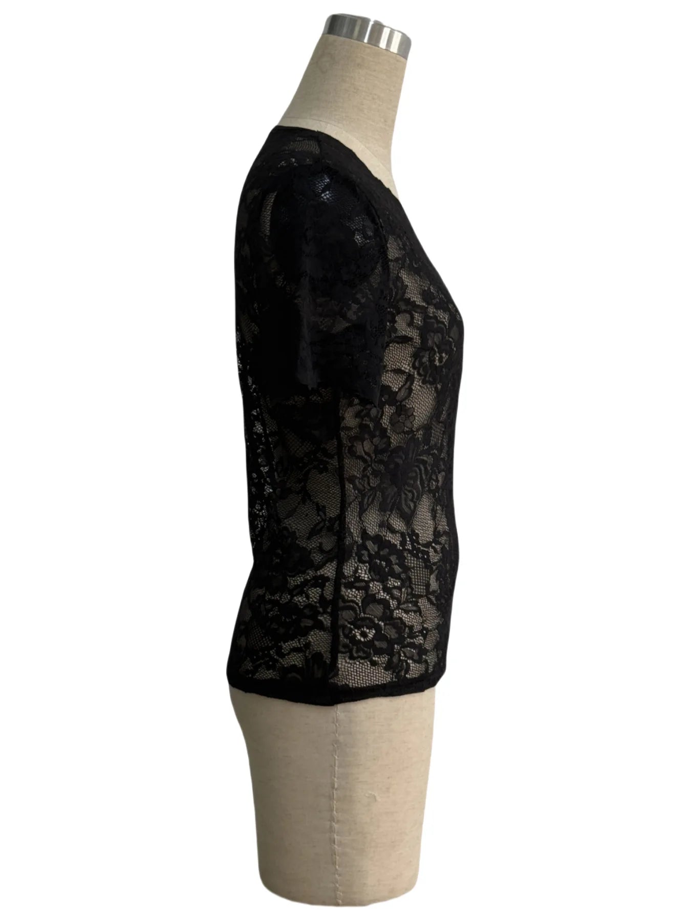 2025 New Arrival Elegant Fan-Shaped V-Neck Solid Color Lace Sexy T-Shirt Slim-Fit Slimming Top for Women Clothing Tops Tees Hot