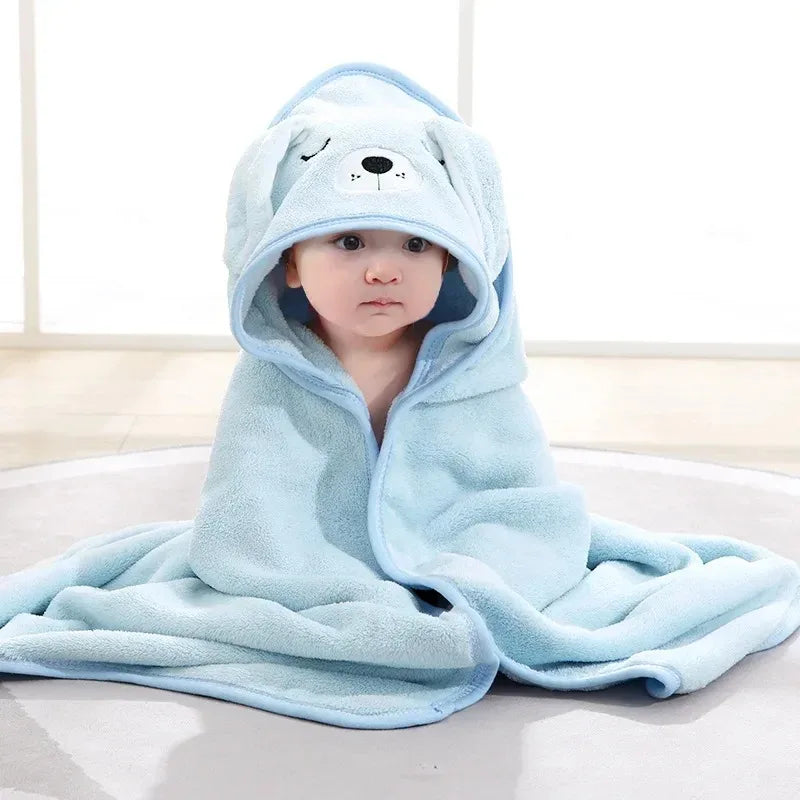 -Cartoon Animal Baby Hooded Bath Towels Toddler Bathrobe Warm Sleeping Swaddle Wrap for Boys Girls Newborn Soft Towel Blanket