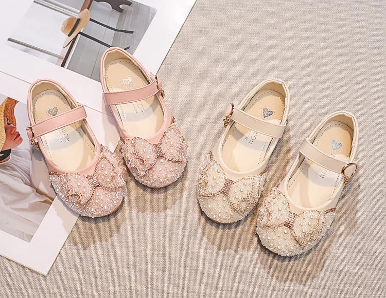 Children Princess Shoes Glitter Party Wedding Shoes for Girls Fashion Rhinestone Toddlers Ballet Flats Causal Kids Leather Shoes