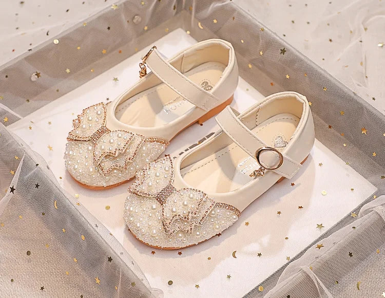 Children Princess Shoes Glitter Party Wedding Shoes for Girls Fashion Rhinestone Toddlers Ballet Flats Causal Kids Leather Shoes