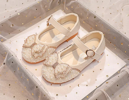 Children Princess Shoes Glitter Party Wedding Shoes for Girls Fashion Rhinestone Toddlers Ballet Flats Causal Kids Leather Shoes