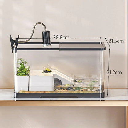 Reptile Habitat Turtle Aquarium Box with Lid Multifunction Terrarium Supplies for Turtles Fishes Amphibians