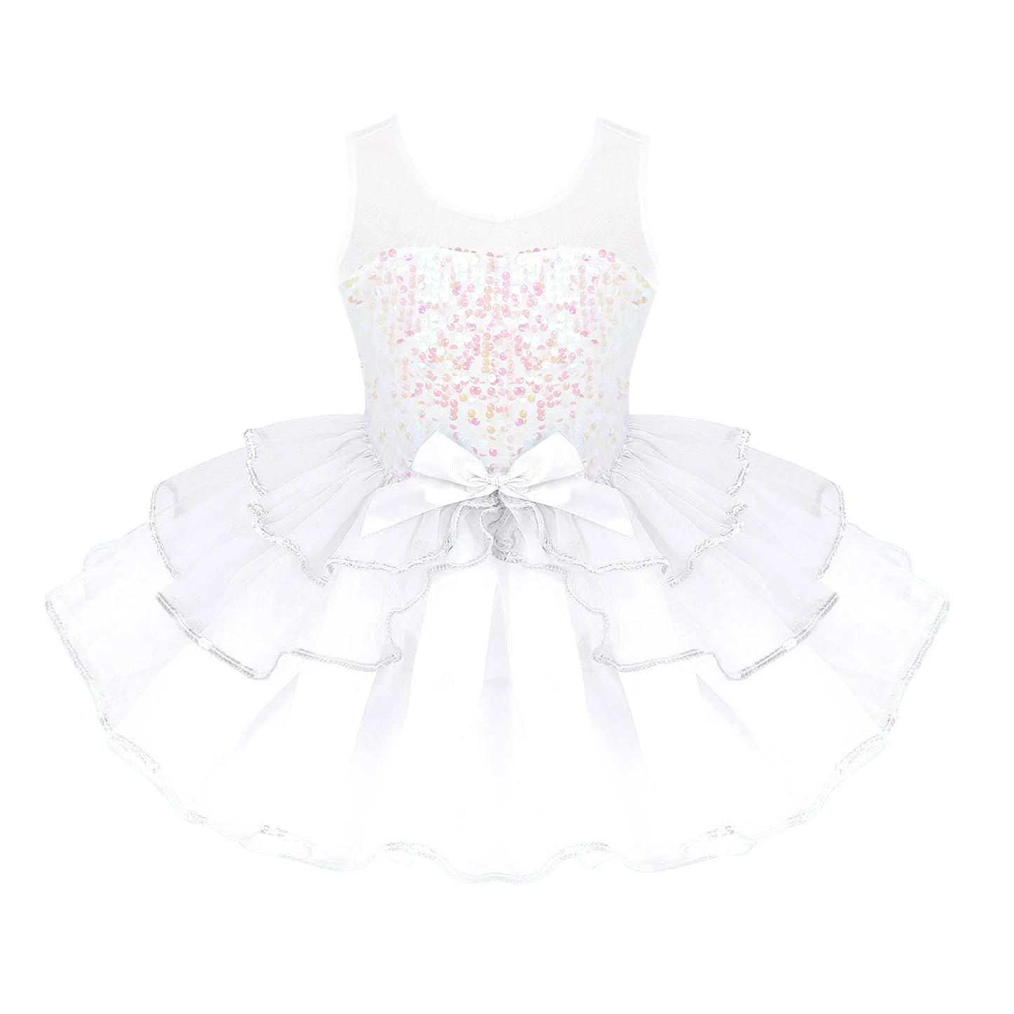 Kids Girls Fairy Party Princess Dress Ballet Dance Dress Sleeveless Mesh Splice Gymnastics Leotard Tutu Dress Ballroom Dancewear