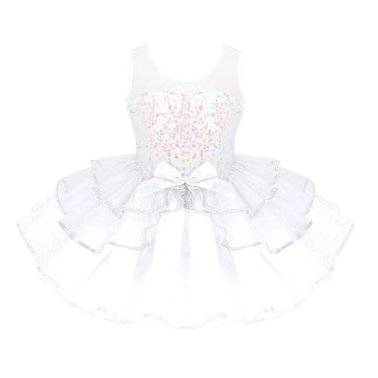 Kids Girls Fairy Party Princess Dress Ballet Dance Dress Sleeveless Mesh Splice Gymnastics Leotard Tutu Dress Ballroom Dancewear