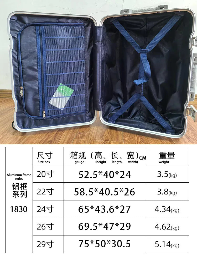 Magnesium Aluminum Alloy Luggage Set, 20" Carry-On & 28" Travel Suitcase with TSA Lock, Lightweight Durable