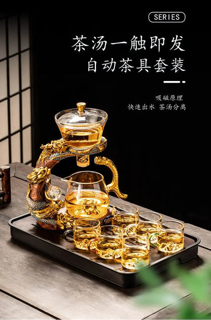 Lazy Glass Automatic Tea Set Business Gift High Borosilicate Dragon Kung Fu Teaware Sets