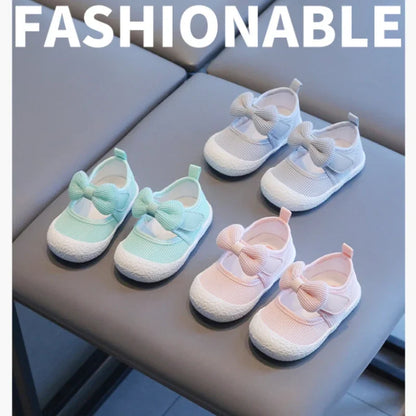 Kids Shoes  Baby Girl Walking Shoes with Breathable and Non Slip Mesh Bow Princess Shoes with Non Slip Soft Soles