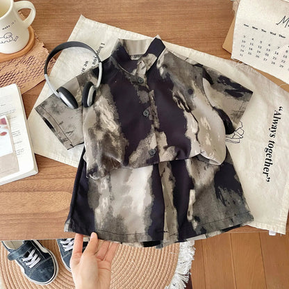 1-6 Age Boys Handsome Two Piece Set Summer Clothing Loose Fashion Children's Short-sleeved Suit Korean Style Kids Clothes Sets