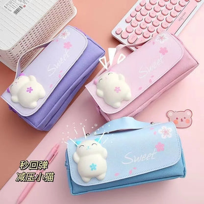 3D Kawaii Pencil Case Girls Decompression Pen Pouch Cute Waterproof School Supplies Aesthetic Organizer Box  Korean Stationery