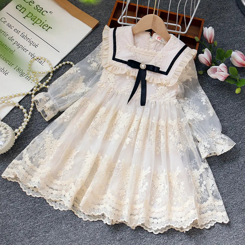 Girls Casual Dresses Girls' Long Sleeve Princess Dress - Lace & Tulle Skirt, Elegant Party Dress for Kids