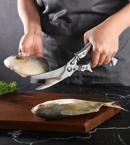 Stainless Steel Kitchen Scissors MultiFunction Chicken Bone Scissors for Cutting Fish Meat Vegetables Effort-Saving BBQ Scissors