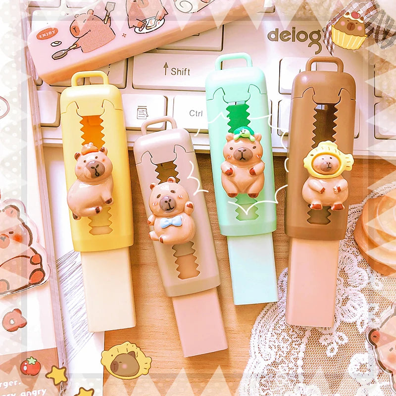 1PC Kawaii Office Supplies  For Kids Eraser Cute Capybara Eraser Funny Rubber School Items Gift