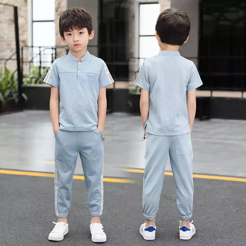 New Summer Boys Clothing Sets Children T-shirt Short Sleeve +Pants Set Two Pieces Set Kids Baby Boys Clothes 6 8 10 Years Old