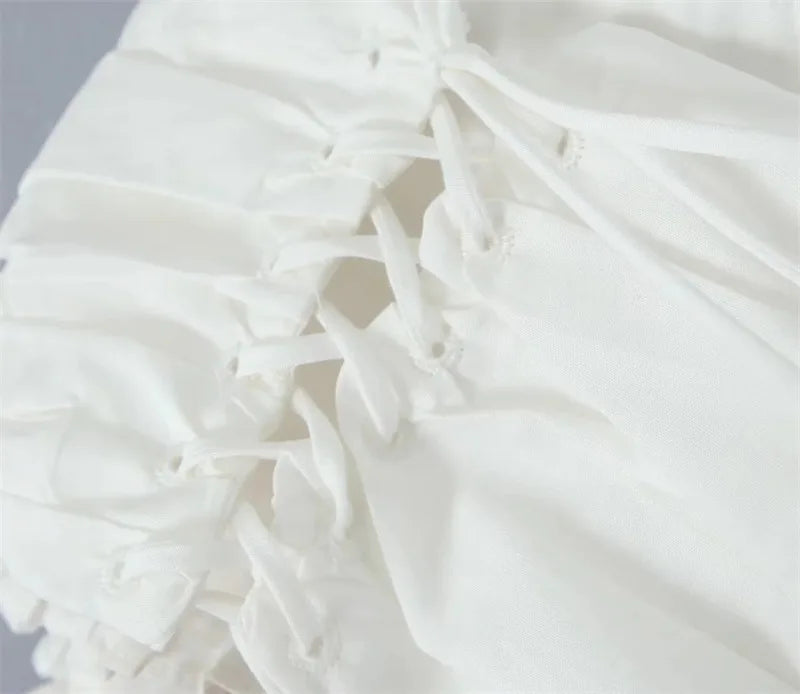 Mingmingxi Short Sleeve Cropped Top Women Fashion White Square Neck Tops Preppy Style Cotton Lace Up Blouse Women Clothing