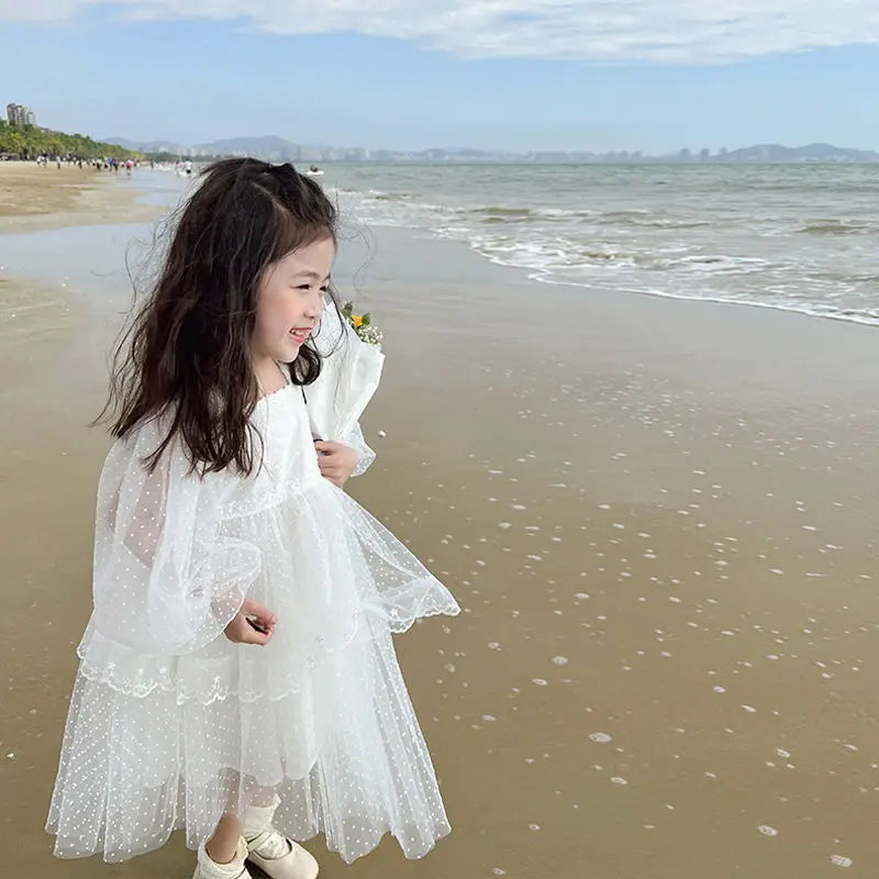 Summer Girl Dress Elegant Flower Lace Dress For Girl Princess Party Wedding Dress Ceremony Prom Gown Communion Clothes 1-6Y