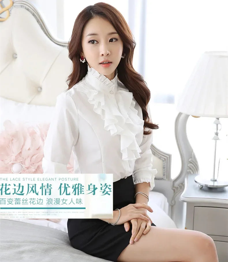 Women Blouse Lace Stand Collar Shirt Women Long Sleeve Autumn  Winter Top Shirt Blusas Ropa De Mujer