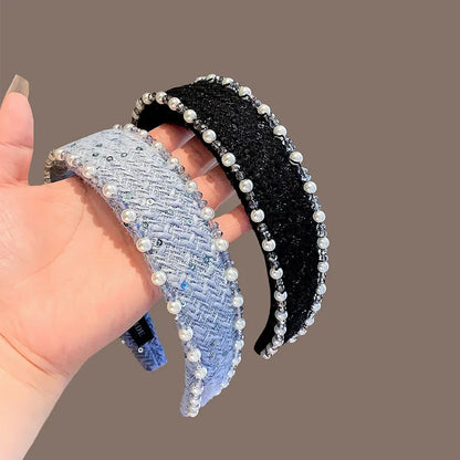 Women Hair Accessories France Pearl Beaded Hairhoops Headwears Weave Hairbands for Women Fashion Headband Accessories