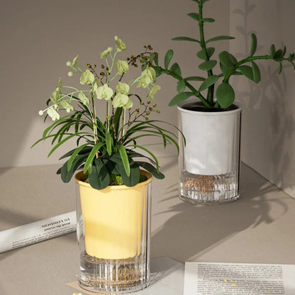 Self Watering Flower Pot Clear Succulents Vases Indoor Hydroponic Flowerpot Plastic Bonsai Planters Desk Ornaments Home Decor